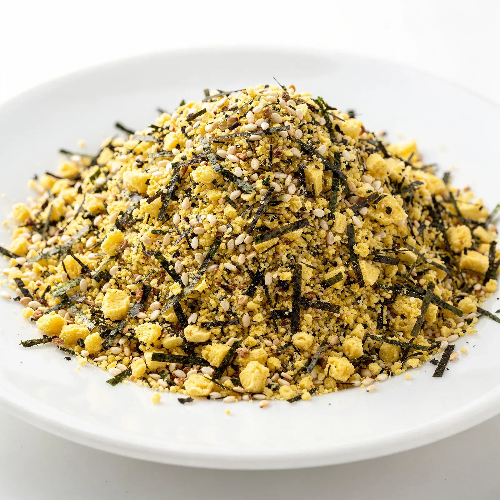 Noritama med gula äggflingor och nori