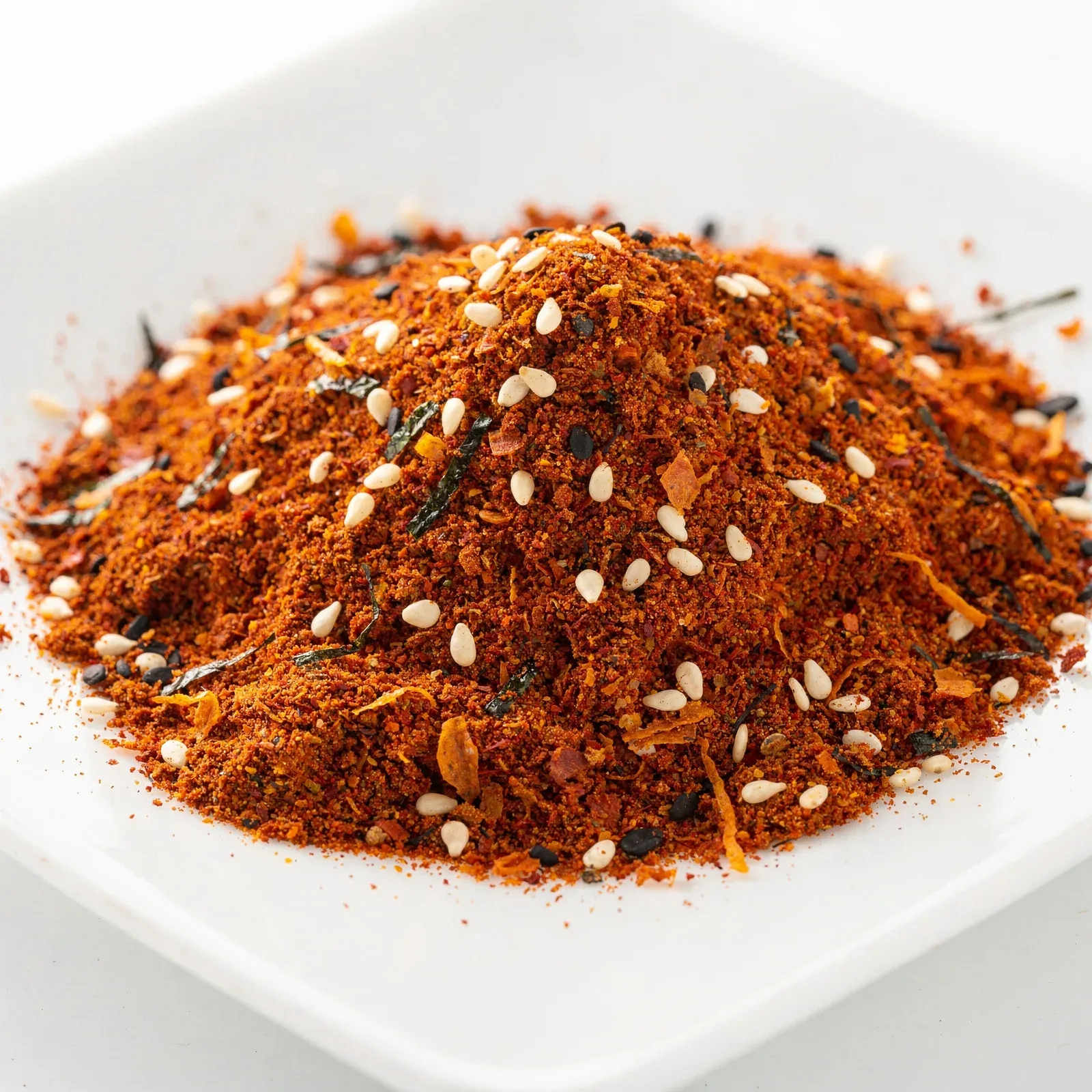 Shichimi togarashi i närbild, blandningen av sju kryddor